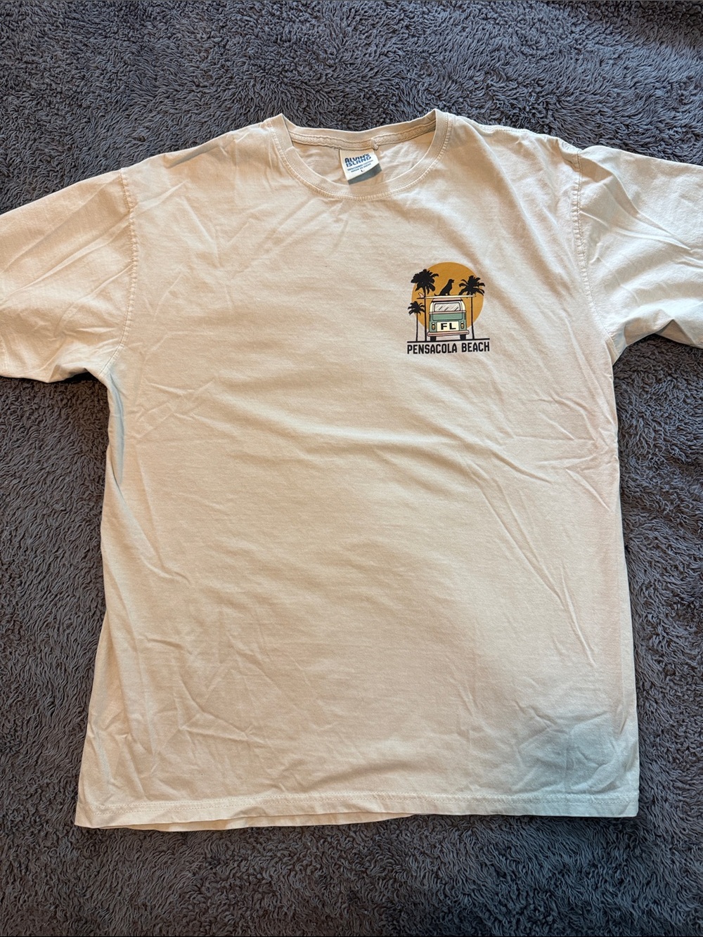 Pensacola Beach Graphic Crew Neck Tee - Cream